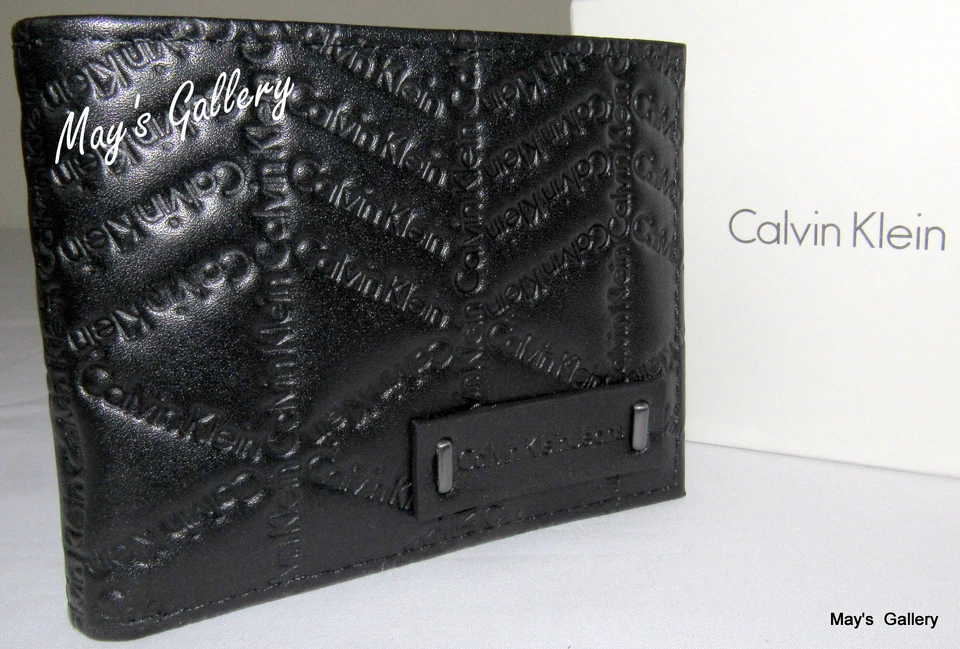 Calvin Klein Pasaporte Billetera Doble Plegable lD Soporte Cuero Cartera Bolso Estuche Hombres CK NUEVO EN CAJA Foto 2 de 4
