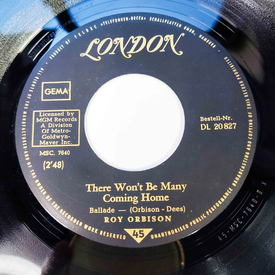 ROY ORBISON - THERE WON'T BE MANY COMING HOME 45 RPM SINGLE GERMANY 1966 ROCK - Image 4 of 4