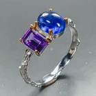 Women jewelry ring Blue Sapphire Ring 925 Sterling Silver Size 9 /R471992
