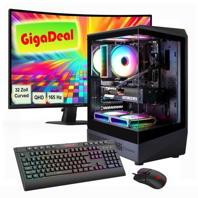 Gaming PC Set Ryzen 5 7500F 32GB DDR5 1TB SSD RTX 5060Ti + Gigabyte 32'' Curved