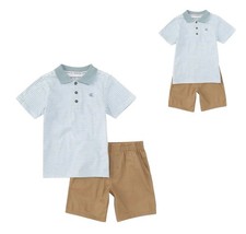 Calvin Klein Little Boys Short Sleeve Striped Jersey Polo Shirt Shorts Set 24M