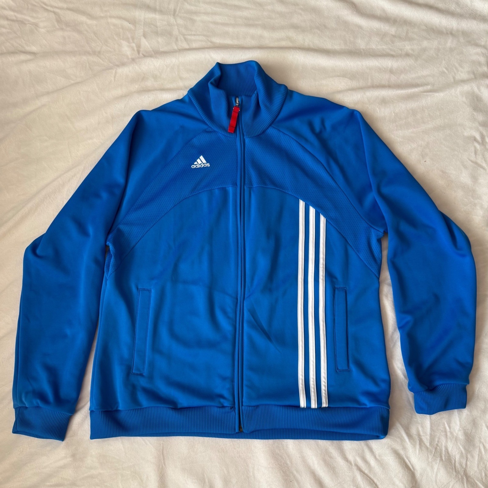 Adidas Italia Track Jacket Blue White 3 Stripes Full Zip Women's L