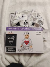 I LOVE MY MUMMY INFANT  TODDLERS SIZE 6-12M COSTUME JUMPSUIT  CAP NEW/PKG