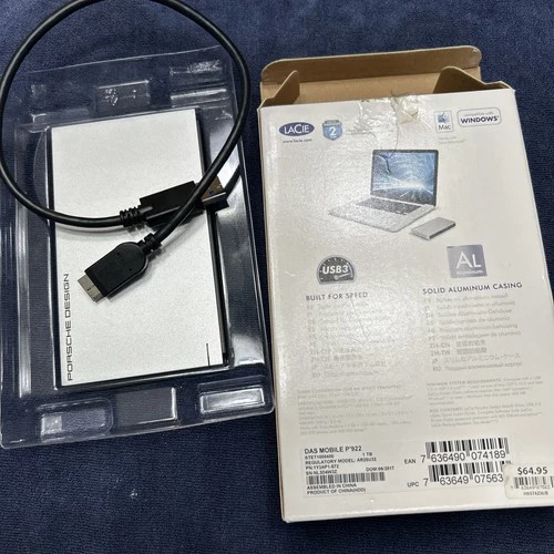 LaCie Porsche Design External Hard Drive Mobile Drive 1TB USB-3.0 USB- C