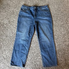 Chico's So Slimming Girlfriend Slim Leg Crop Jeans Blue Denim Size 1.5 US 10/12