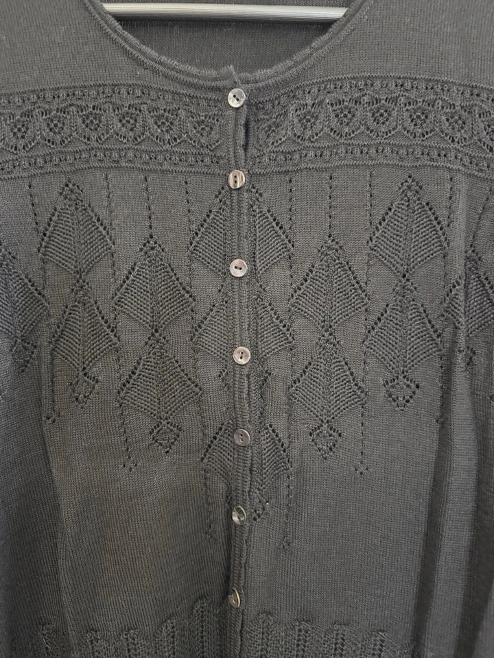 Dobladillo de vieira tejido seda alpaca bebé Peruvian Connection negro talla Petite Foto 4 de 4