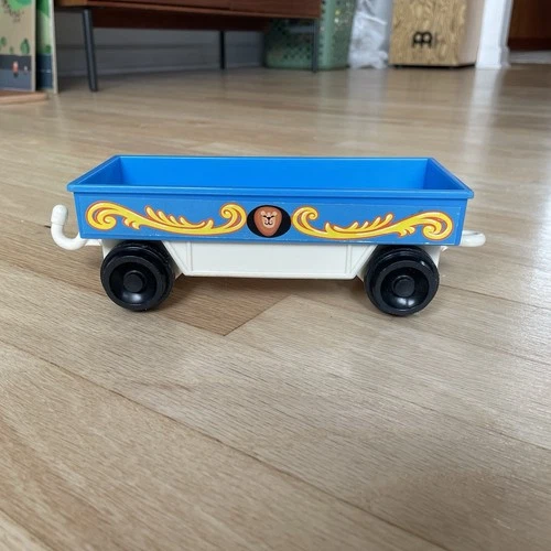 1973 Fisher Price Little People Circus Train Vtg Toy Zoo BLUE CAR ONLY
