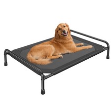 Cooling Breathable Elevated Dog Bed with Metal Frame for Large Dogs, Black