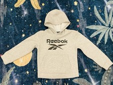 Reebok Grey Hoodie Pullover Sweatshirt Youth Size 7-8 Y Logo Pocket Gray