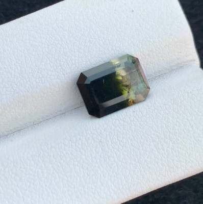 3.40 ct natural bi-color transparent tourmaline loose gemstone from Afghanistan
