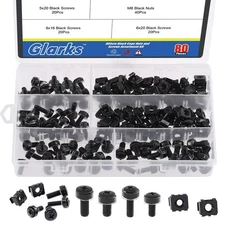 80 Sets/160 Pcs M5 M6 Cage Nuts and Screws Set Square Hole Hardware Black