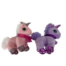 DAN DEE Plush Unicorns Lot/2 Pink  Purple Collectors Choice 8  Height