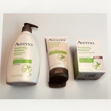 Aveeno Positively Radiant Facial Set Cleanser Scrub Tone Correct Gel Moisturizer