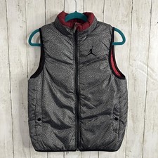 Jordan Vest Youth Medium 10-12 Red Gray Reversible Puffer Elephant Print Jumpman
