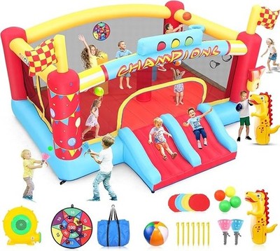 Premium Inflatable Bounce Castle  Blow Up Jumping Bouncer with Double Slide 