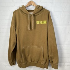 Offline By Aerie Terry Cloth Hoodie Sweatshirt Womens Large Brown Drapey Boxy