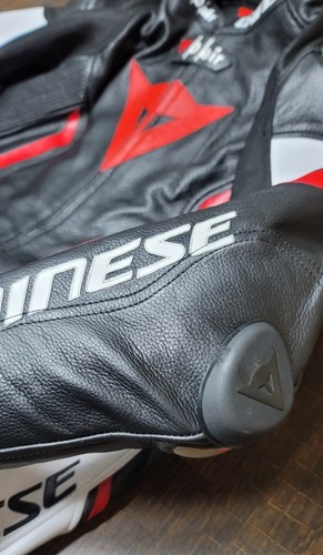 Dainese Misano 2 D-Air Airbag One Piece Motorcycle Suit Black White Fluo Red - Picture 8 of 17