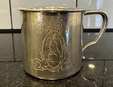 Vintage Oneida Tudor Community Silver Plated Baby Bunny Cup Handle Mug