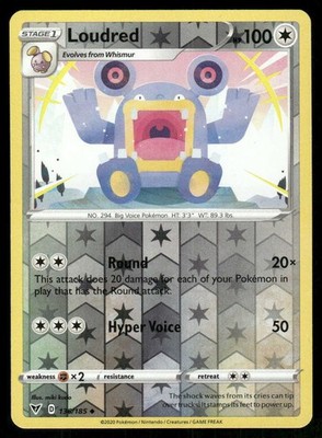 POKEMON LOUDRED VIVID VOLTAGE 136/185 REVERSE HOLO UC NM/M