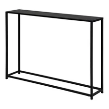 Pemberly Row 38" Rectangular Modern Metal Console Table in Black