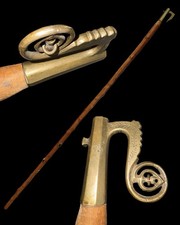 JUH SZKAMP  ANTIQUE SHEPHERDS CROOK MOUNTAIN CANE WALKING STICK RARE VINTAGE 55  