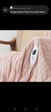 Brand New Cozee Home 9 Heat Settings Faux Fur & Velvetsoft Throw 210x210cm Pink