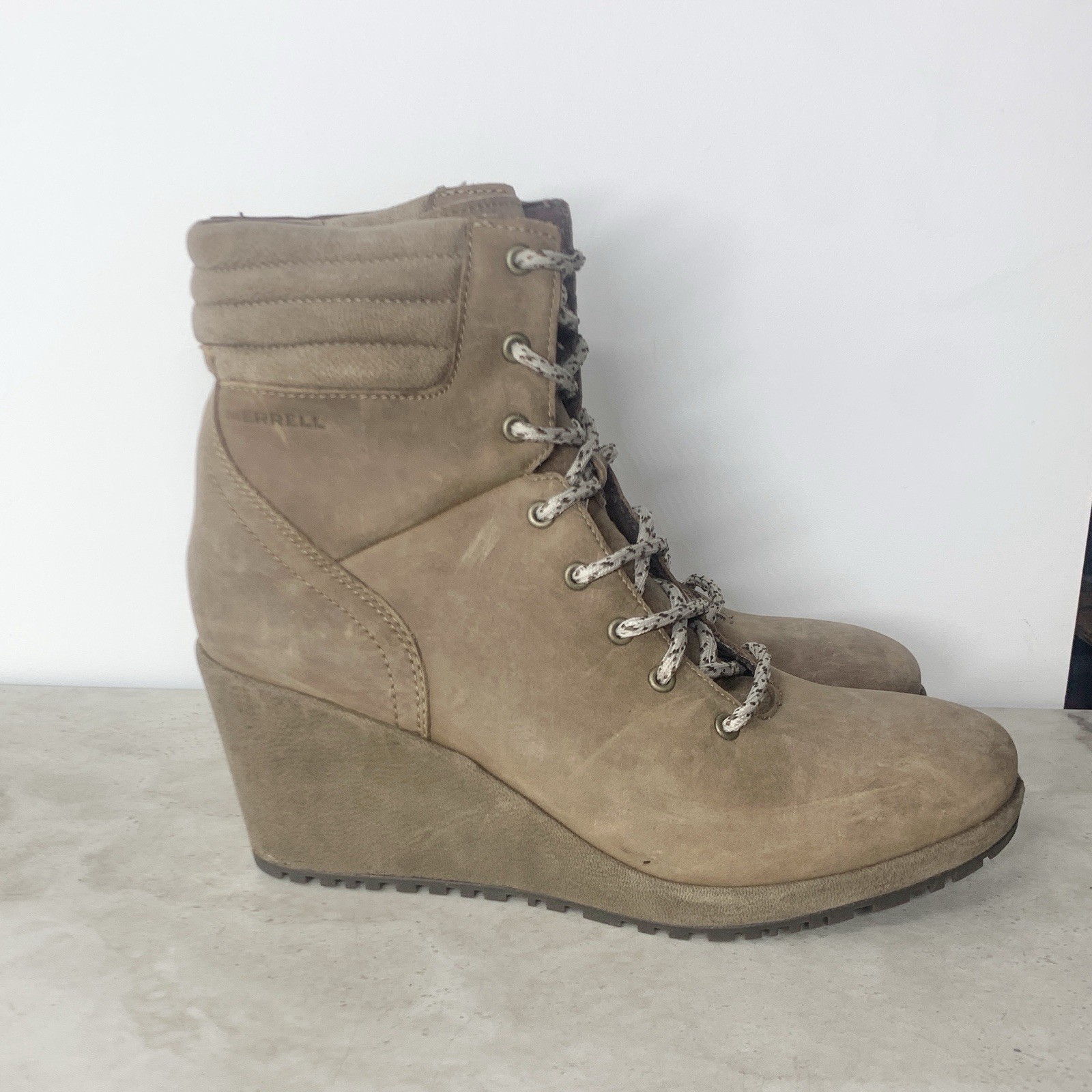 Stivali Merrell donna 8 scarpe zeppa tremolante stivaletti impermeabili pelle marrone