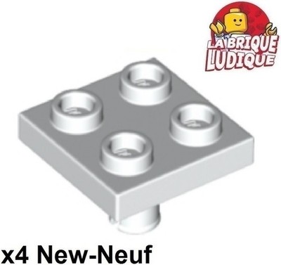 LEGO 4x Plate Modified 2x2 Stift On Bottom Unter Weiß/White 2476 Neu