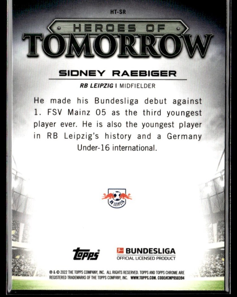 2021-22 Topps Chrome Bundesliga #HT-SR Sidney Raebiger Heroes of ...