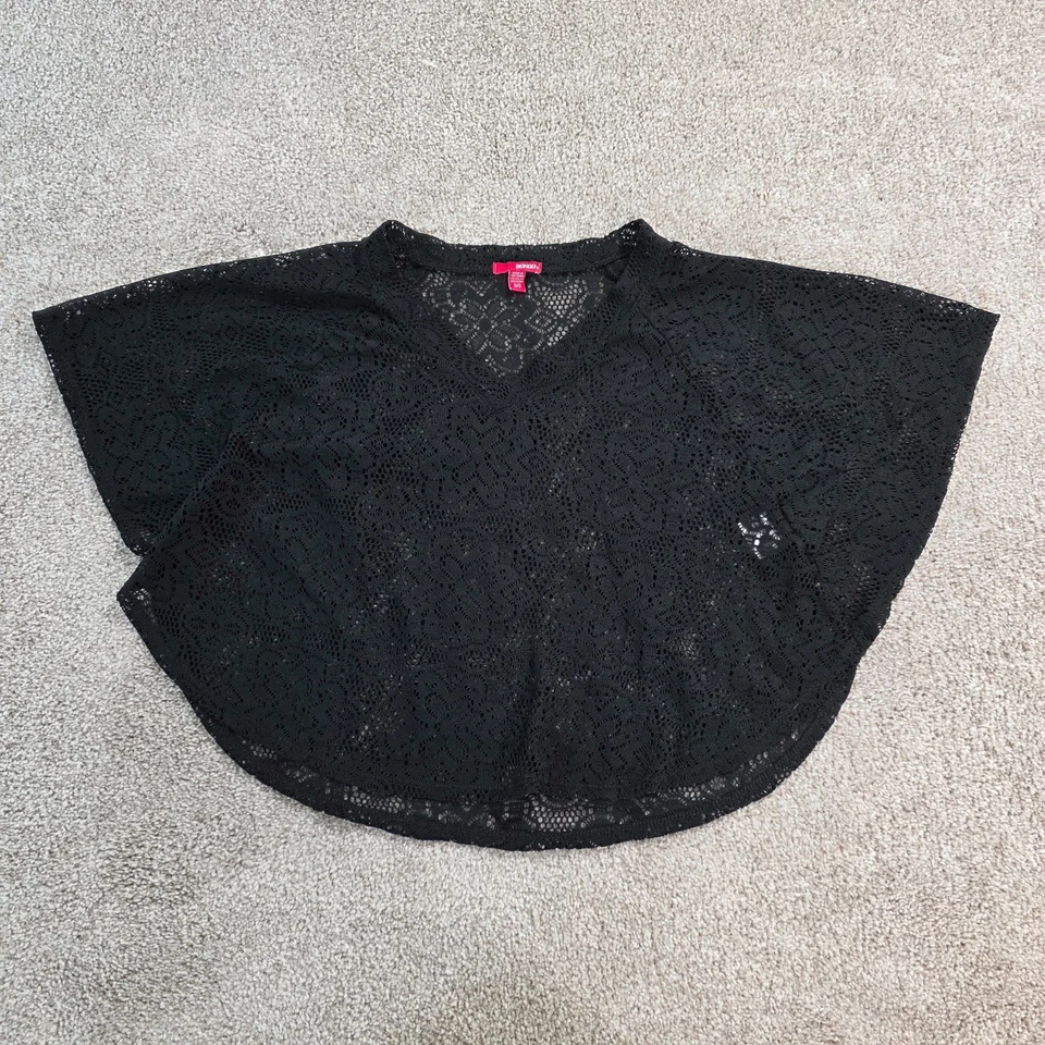 Бонго летучая мышь верхний вязаный кружевной подростков короткий рукав маленький черный - Изображение 2 из 4