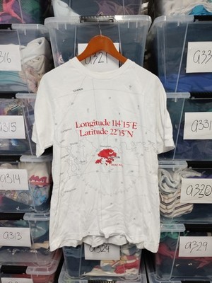 Vtg Hong Kong China Map Shirt Aop Dim Sum Shirts Tag Xl A343 