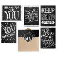 Chalkboard Appreciation Note Cards / 24 3 1/2" x 4 7/8", Black, White, Grey