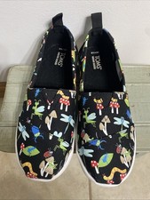 Kids TOMS Alpargata Classic slip-on in black with a colorful Insect Mushroom