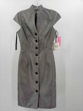 Pre-Owned Calvin Klein Grey Size 0 Midi Short Sleeve Dress
