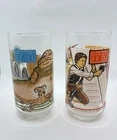 2 Star Wars 1983 ROTJ Burger King Glasses Cups Coca-Cola Han Solo Leia Vintage
