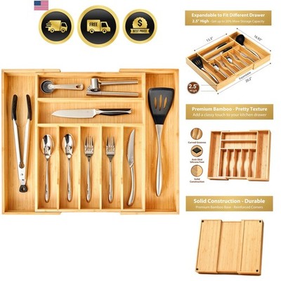 Large Expandable Kitchen Silverware Utensils Drawer Organizer, 2.5'' Extra Hig...