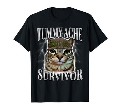 Tummy Ache Survivor Shirt Funny Meme Shirt Funny Cat Humor T-Shirt
