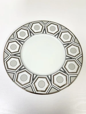 Haviland Hollywood Large Dinner Plate Martyn Lawrence Bullard Geometric Silver - Image 1 of 4