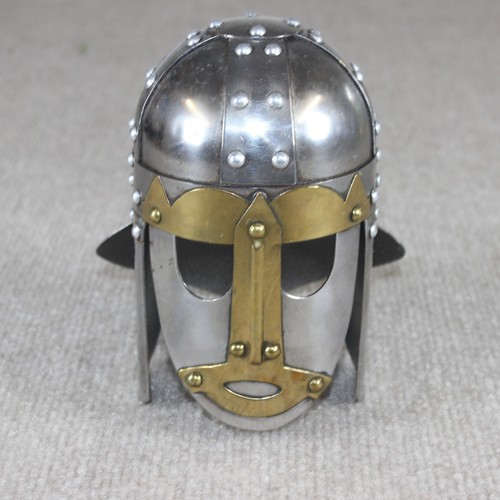 Miniature Medieval Knight Helmet Steel Brass Decor Replica 5 Inch