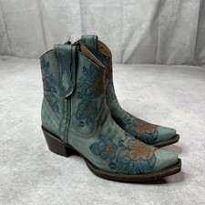 CIRCLE G by CORRAL Women's Blue Jean Flowered Embroidery Ankle Boots