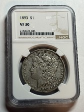 1893 Morgan Silver Dollar S$1 NGC VF30 Nice Original Key Date