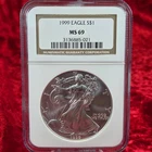 1999 American Silver Eagle MS 69 NGC Brown Label ASE *Milk Spots