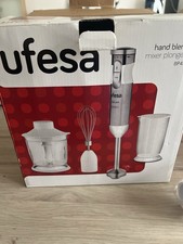 Mixeur Plongeant 2 Lames Hachoir, Fouet émulsifiant, sans BPA, Blanc et Gris