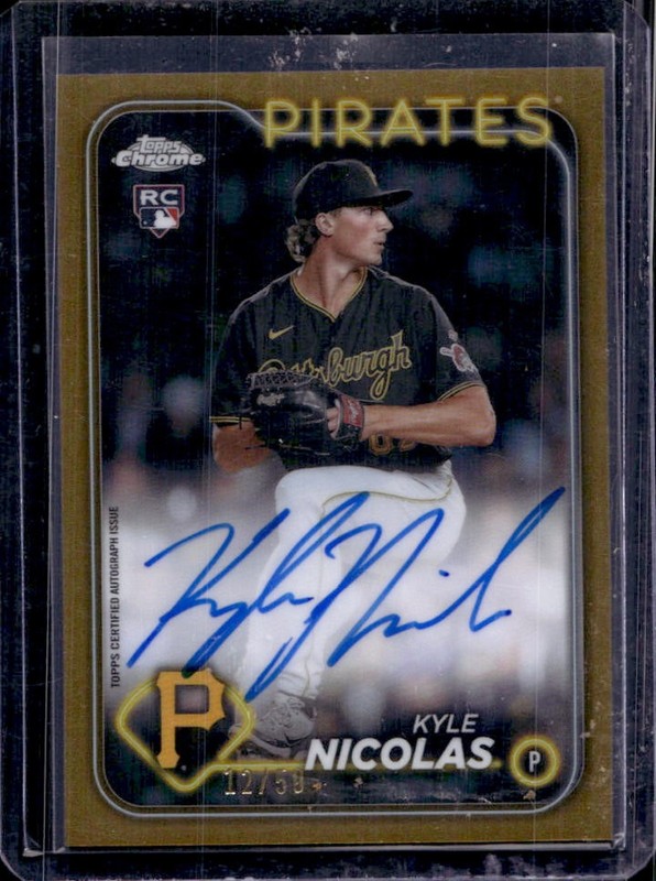 2024 Topps Chrome Kyle Nicolas Rookie Auto RC Gold Refractor #/50 Pirates