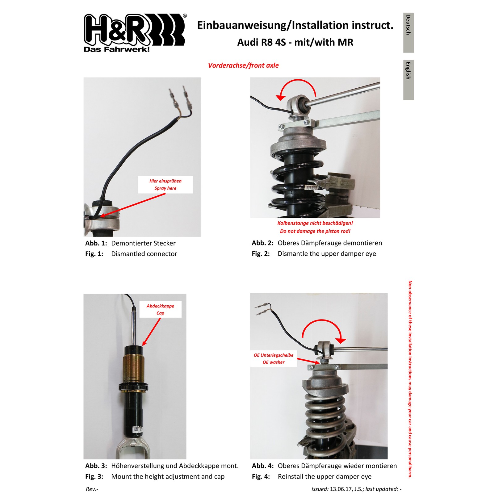 H&R 23005-1 Adjustable Lowering Front and Rear Springs Kit for 2017-2023 Audi R8