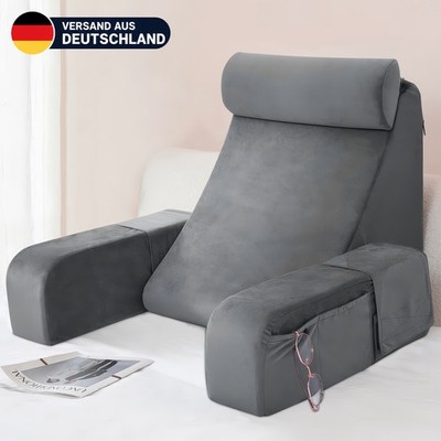 Lesekissen zum Sitzen im Bett Couch Erwachsene Rückenkissen mit Taschen Bettruhe
