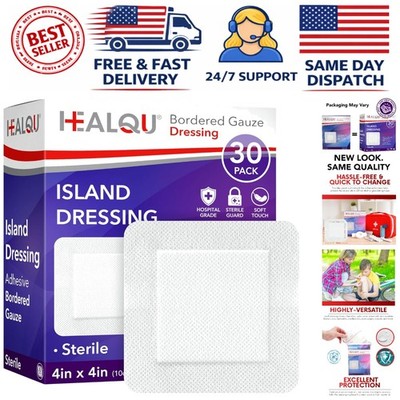 30 Count Island Dressing 4x4'' - Sterile, Breathable & Water-Resistant Gauze Pads