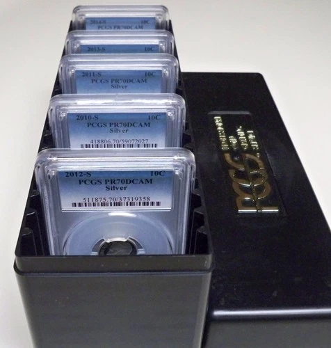 LOT of 5 10c SILVER PCGS PR70DCAM ROOSEVELT 2010 2011 2012 2013 2014 PROOF DIMES