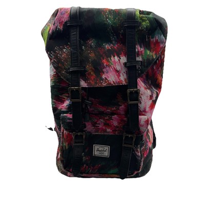 Herschel Supply Co Retreat Pixel Floral Black And Pink Large Backpack W/sleeve