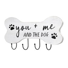 Indoor Wooden You Me and the Dog Sign Hook White Farmhouse Style 7.75" x 15.75"